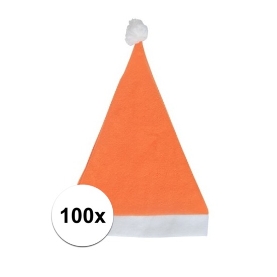 100x Oranje budget kerstmuts voor volwassenen