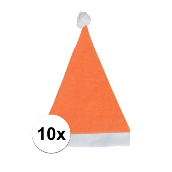 10x Oranje budget kerstmuts voor volwassenen