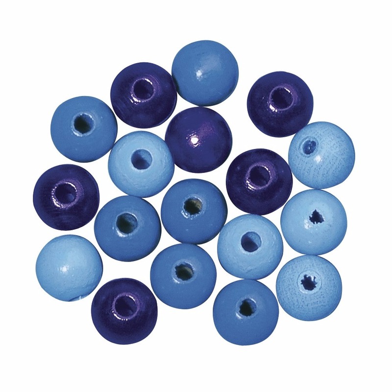 115x Houten kralen blauw 6 mm in verschillende tinten