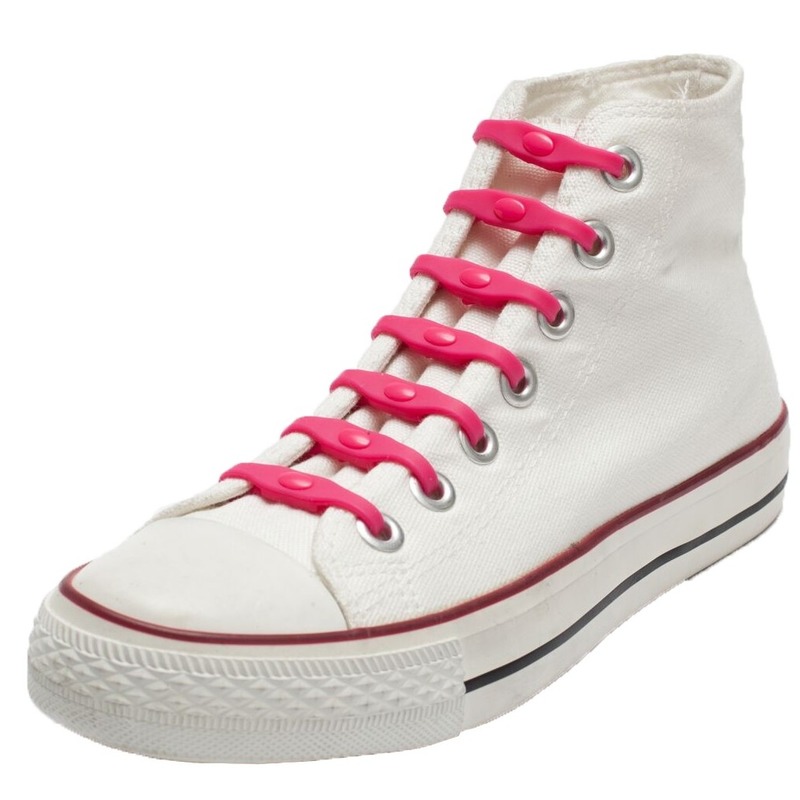 14x Roze schoenveters elastisch-elastiek siliconen