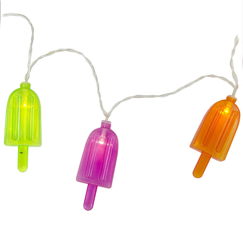 1x Feest-party lichtsnoer lampjes 1 meter gekleurde waterijsjes verlichting