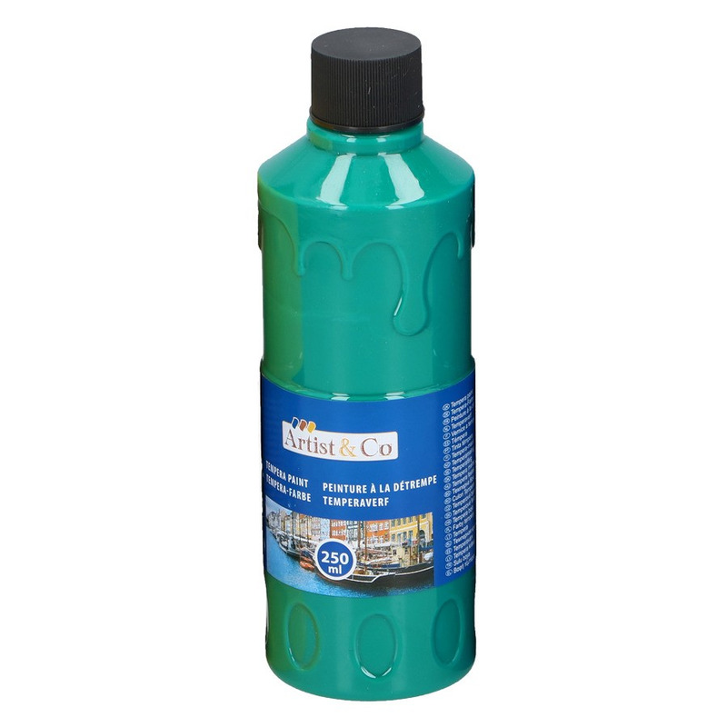 1x Groene acrylverf-temperaverf fles 250 ml hobby-knutsel verf