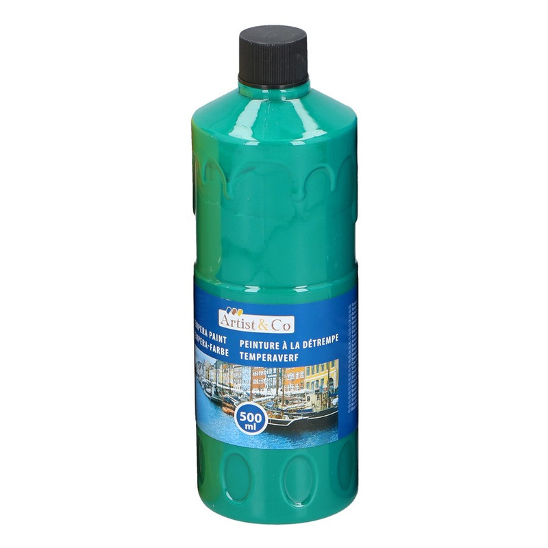 1x Groene acrylverf-temperaverf fles 500 ml hobby-knutsel verf