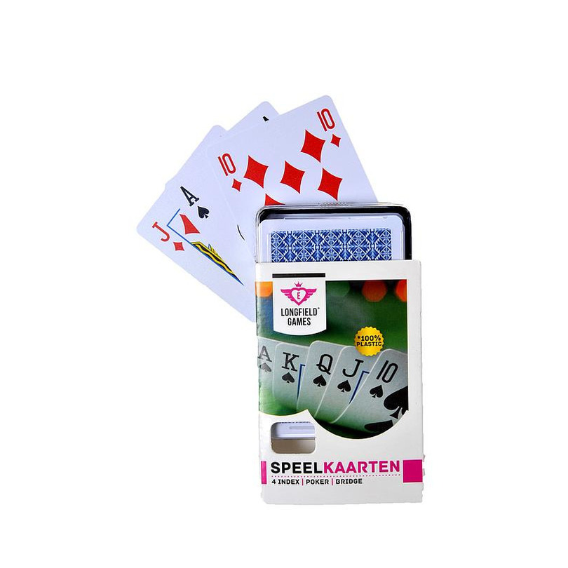 1x Speelkaarten plastic poker-bridge-kaartspel in bewaar box