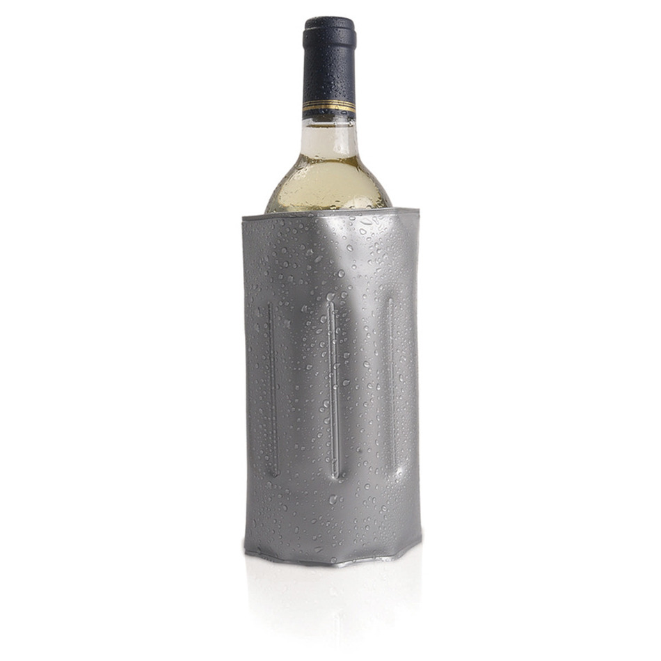 1x Wijnflessen-drankflessen koeler hoes grijs 34 x 18 cm