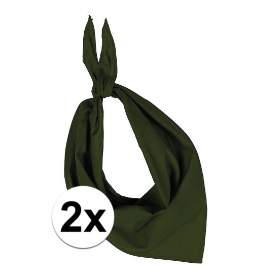 2 stuks olijf groen hals zakdoeken Bandana style