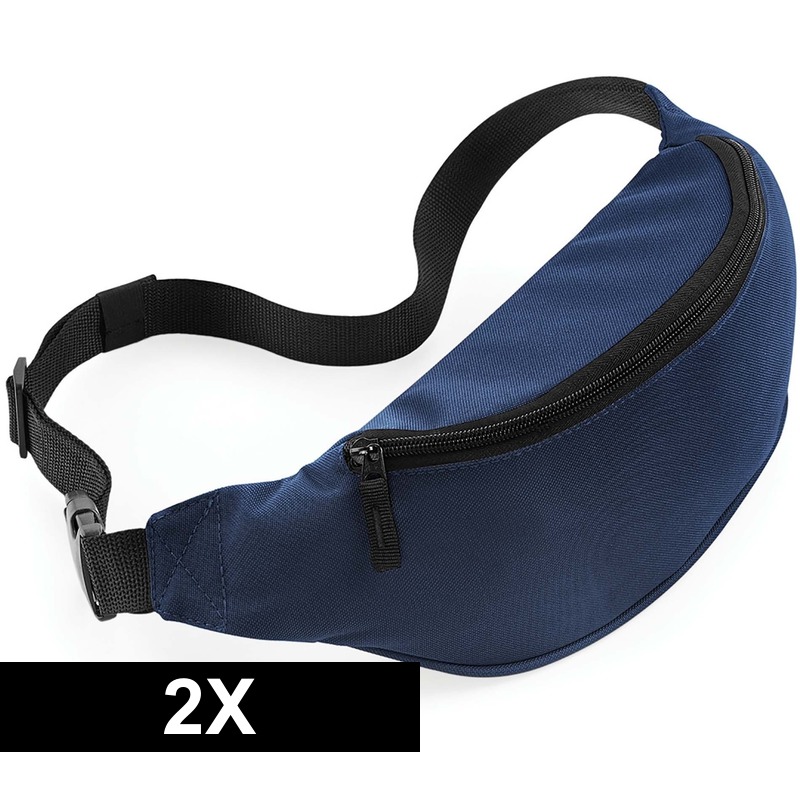 2x Heuptassen donkerblauw met verstelbare band