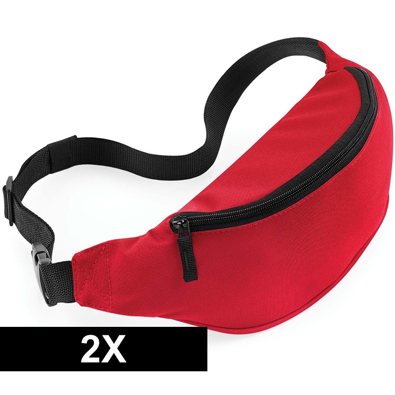 2x Heuptassen rood met verstelbare band