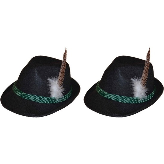 2x Zwarte bierfeest-oktoberfest hoed verkleed accessoire voor dames-heren