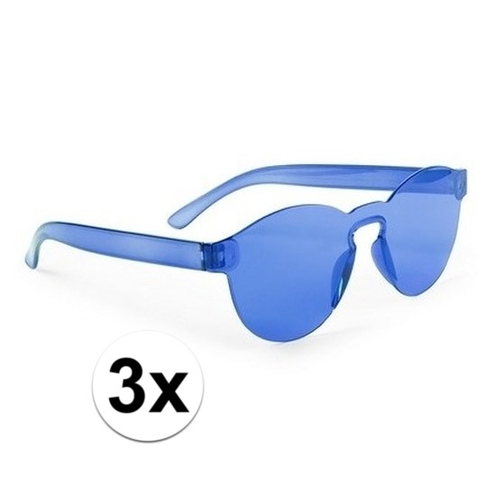 3x Blauwe feestbril voor volwassenen