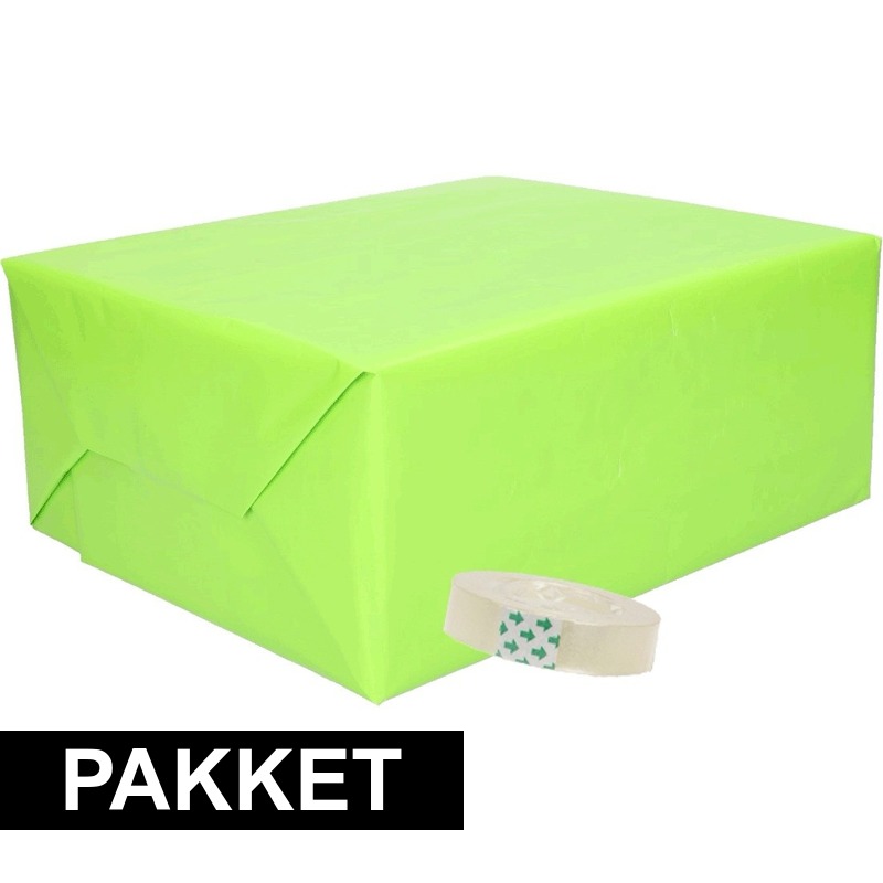 3x cadeaupapier lime-groen inclusief plakband