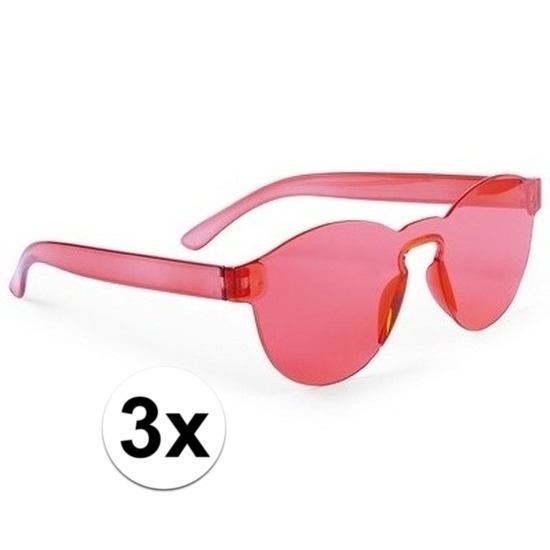 3x Rode feestbril voor volwassenen