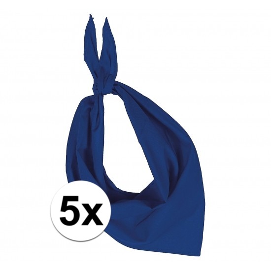 5 stuks kobalt blauw hals zakdoeken Bandana style