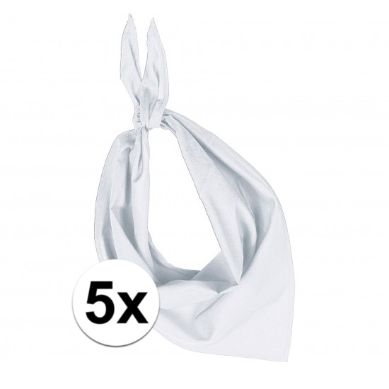 5 stuks wit hals zakdoeken Bandana style