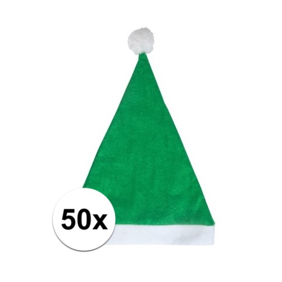 50x Groene budget kerstmuts voor volwassenen