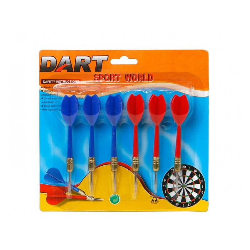 6x Dartpijltjes rood en blauw 11,5 cm sportief speelgoed
