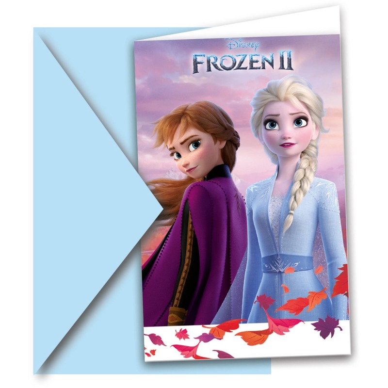 6x Disney Frozen 2 uitnodigingen met enveloppen