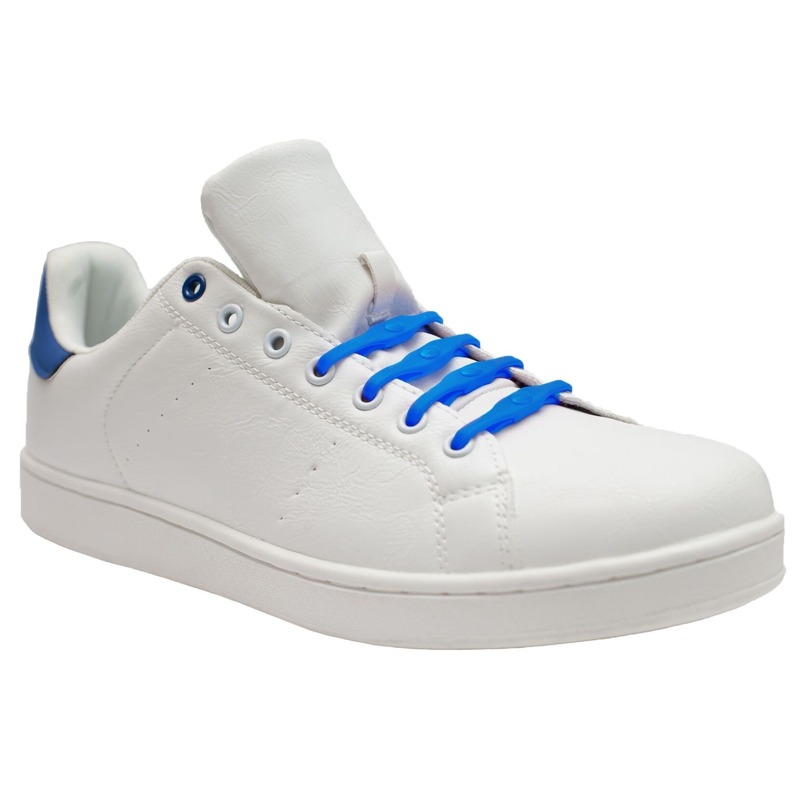 8x Kobalt blauwe schoenveters elastisch-elastiek siliconen voor brede voeten-schoenen