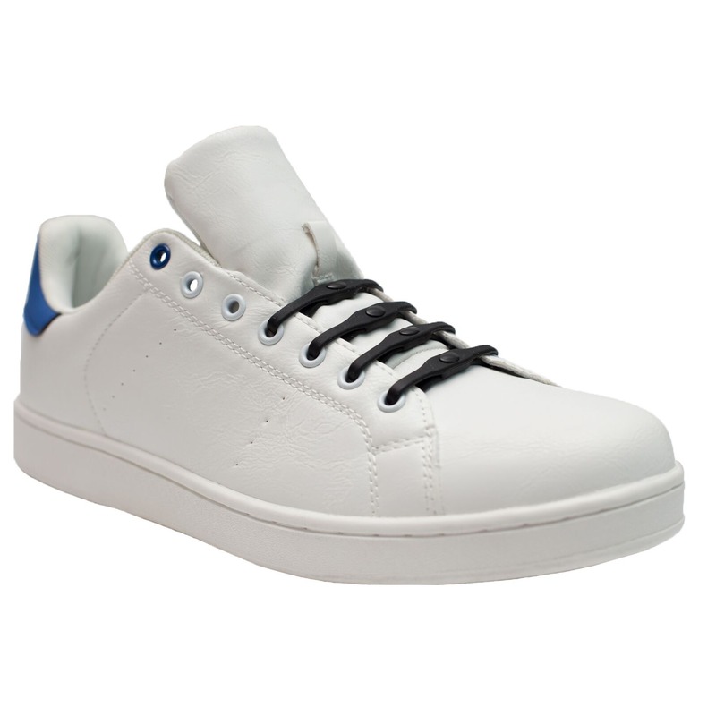 8x Navy blauwe schoenveters elastisch-elastiek siliconen voor brede voeten-schoenen