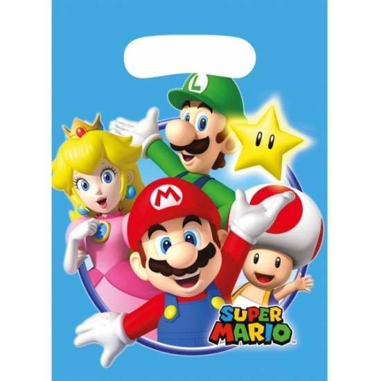 8x stuks Super Mario feestzakjes-snoepzakjes