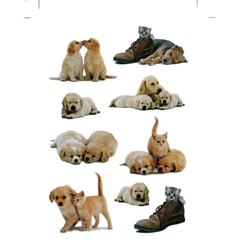 9x Honden-puppy's stickervellen met poezen met 9 stickers