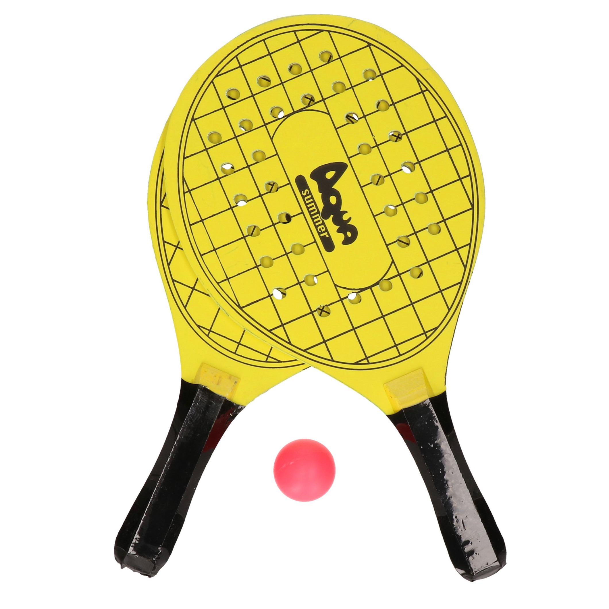 Actief speelgoed tennis-beachball setje geel met tennisracketmotief