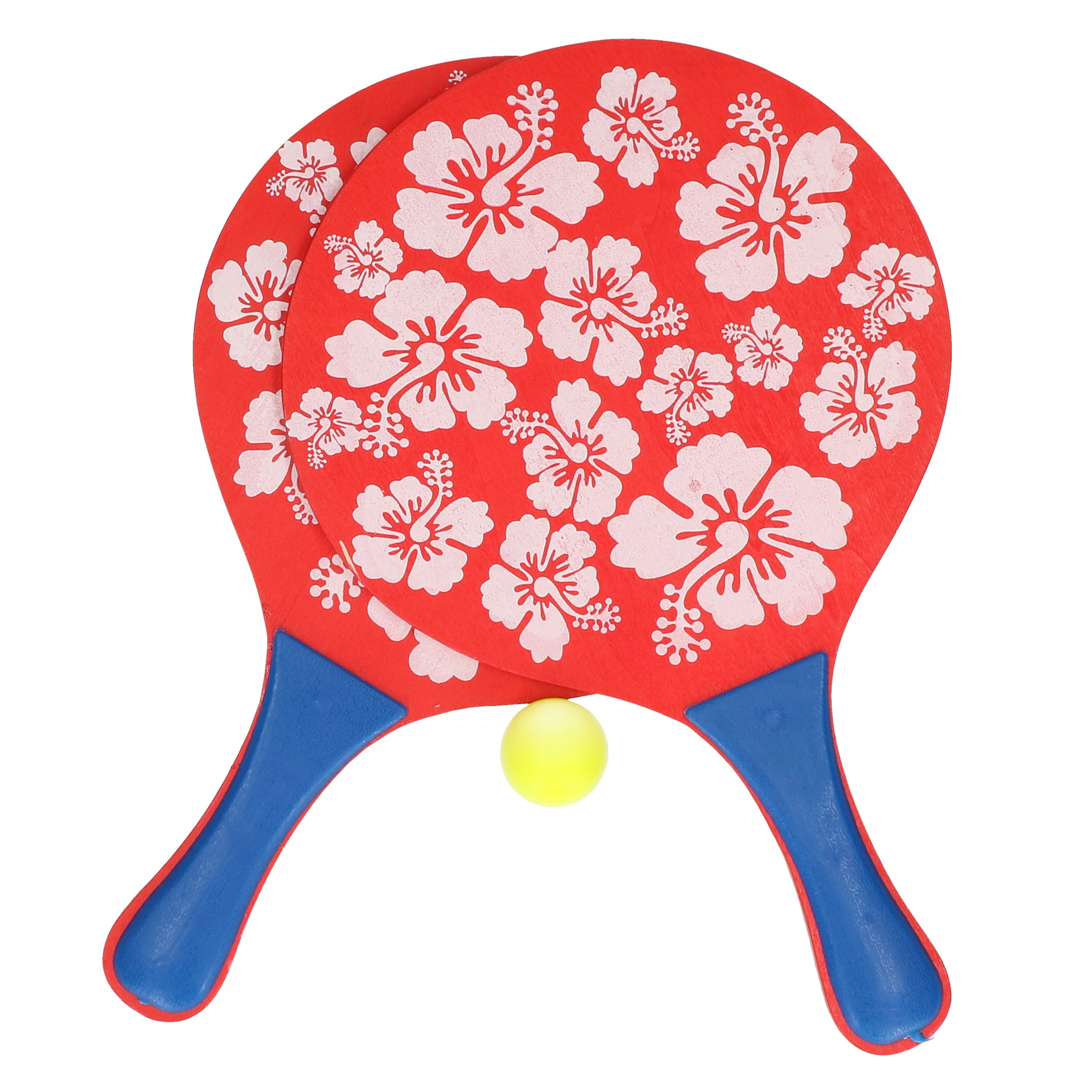 Actief speelgoed tennis-beachball setje rood met bloemenmotief