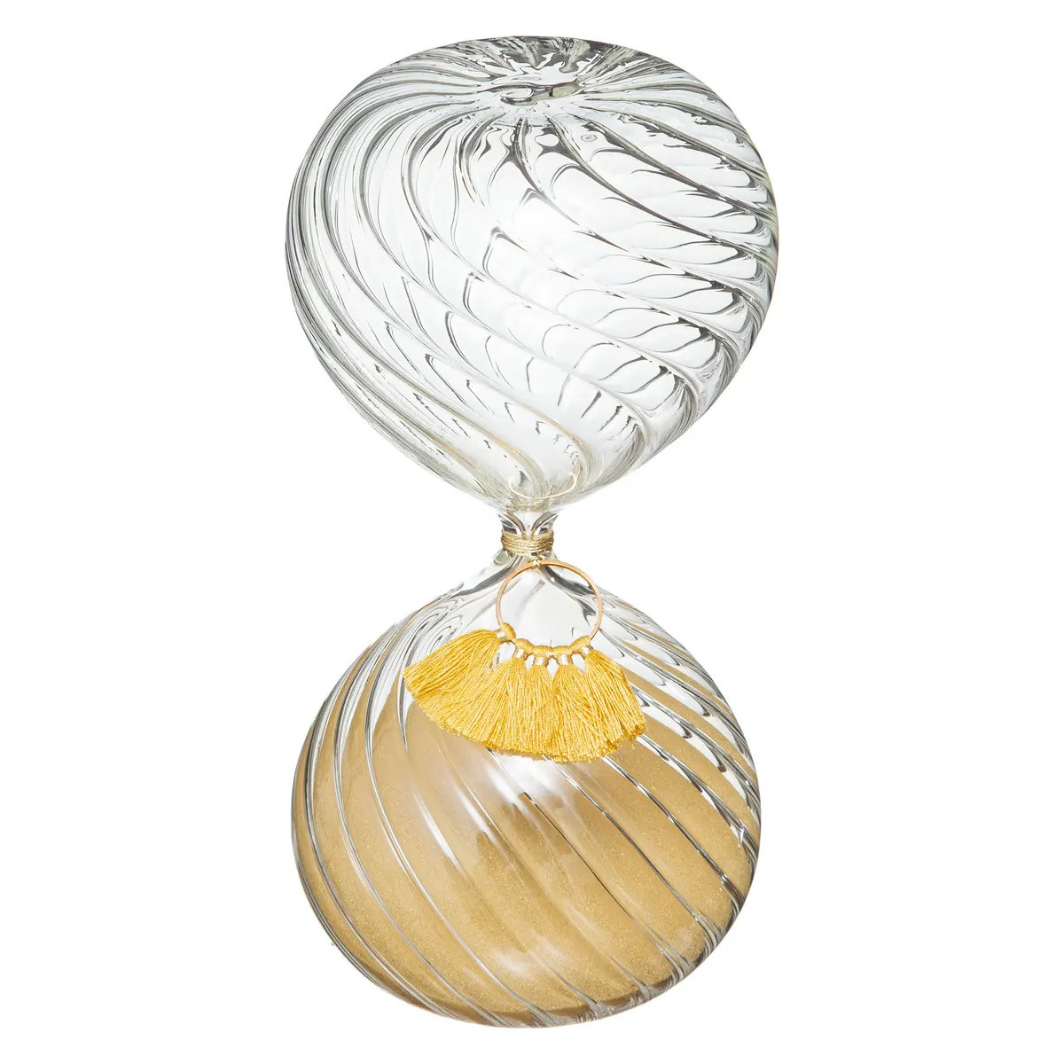 Atmosphera Zandloper cilinder decoratie of tijdsmeting 20 minuten geel zand H18 cm glas