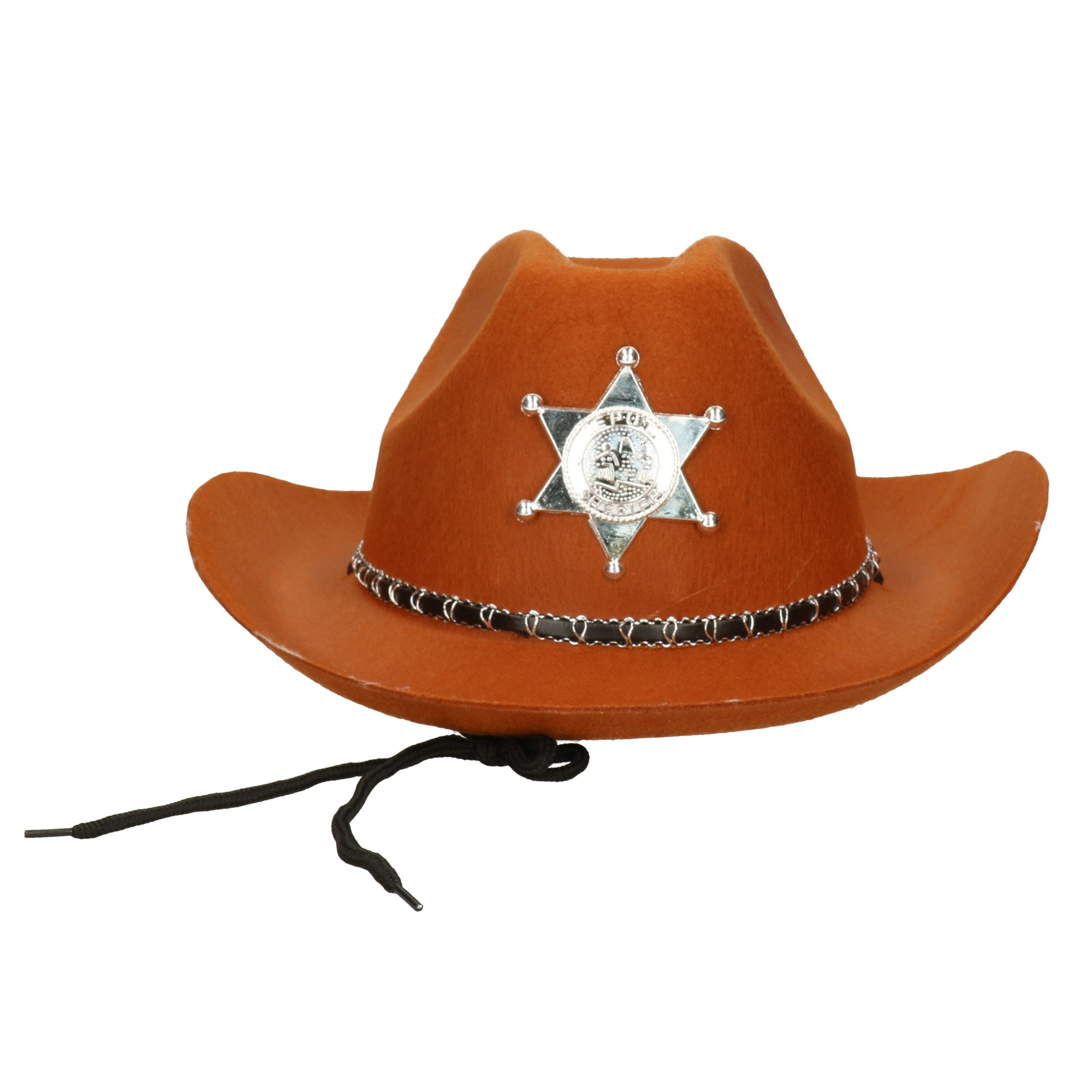 Atosa Carnaval verkleed Cowboy hoed Kentucky bruin volwassenen Western Sheriff thema