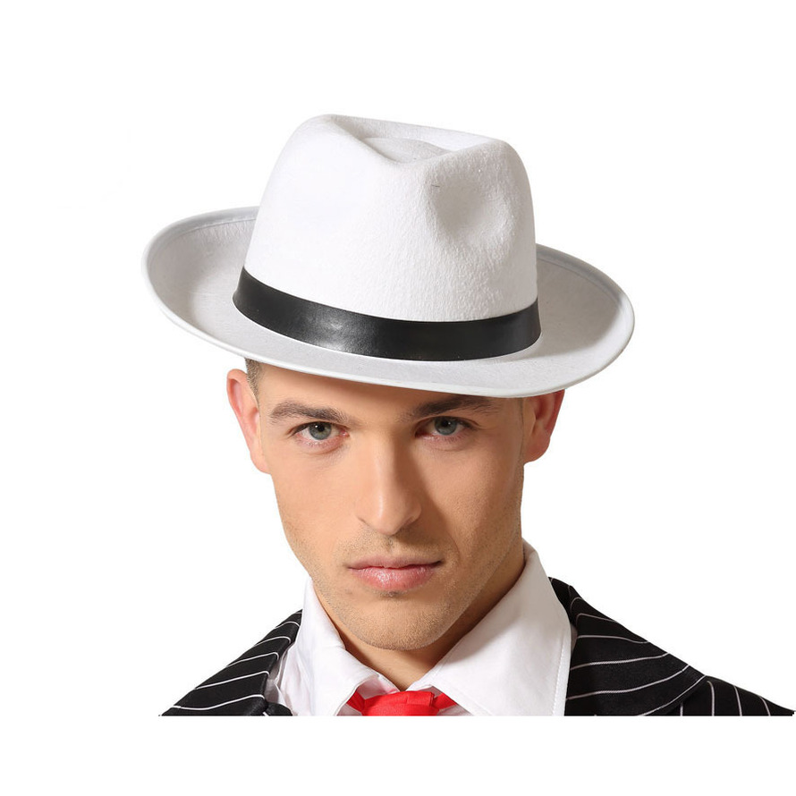 Atosa Carnaval verkleed hoed voor een Maffia-gangster wit polyester heren-dames