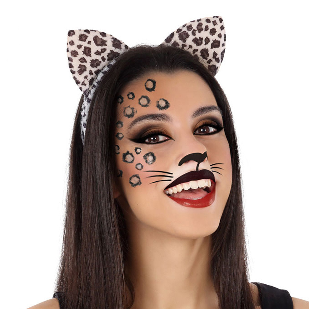 Atosa Verkleed diadeem luipaard-panter-katten oren-oortjes meisjes-dames Carnaval