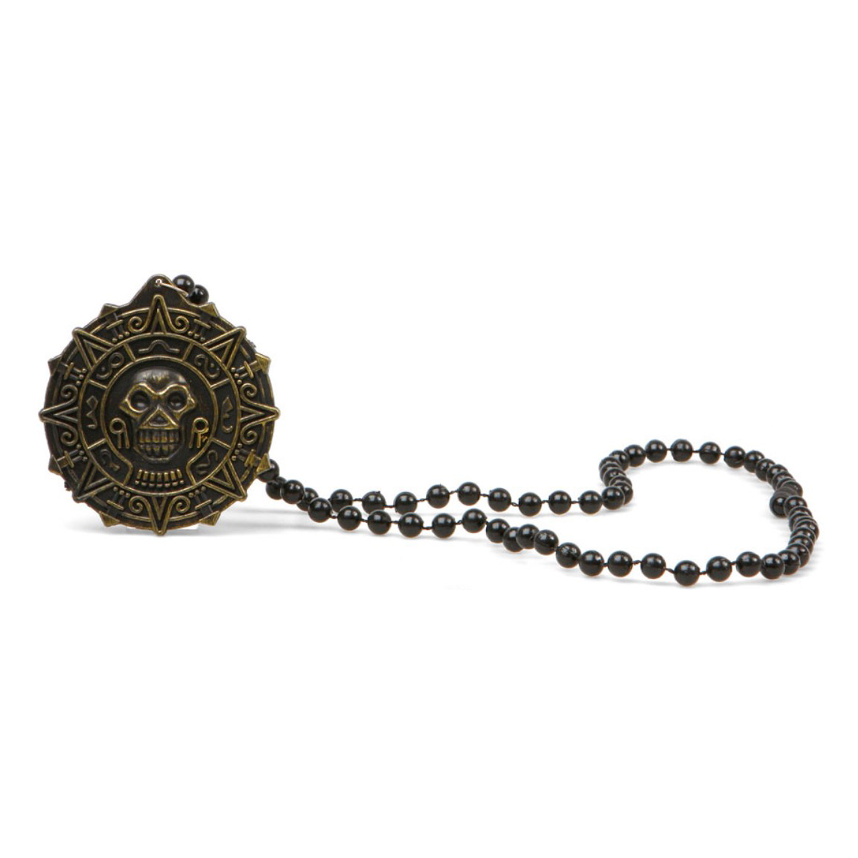Atosa Verkleed sieraden ketting met skull zwart dames kunststof Heks-Piraat