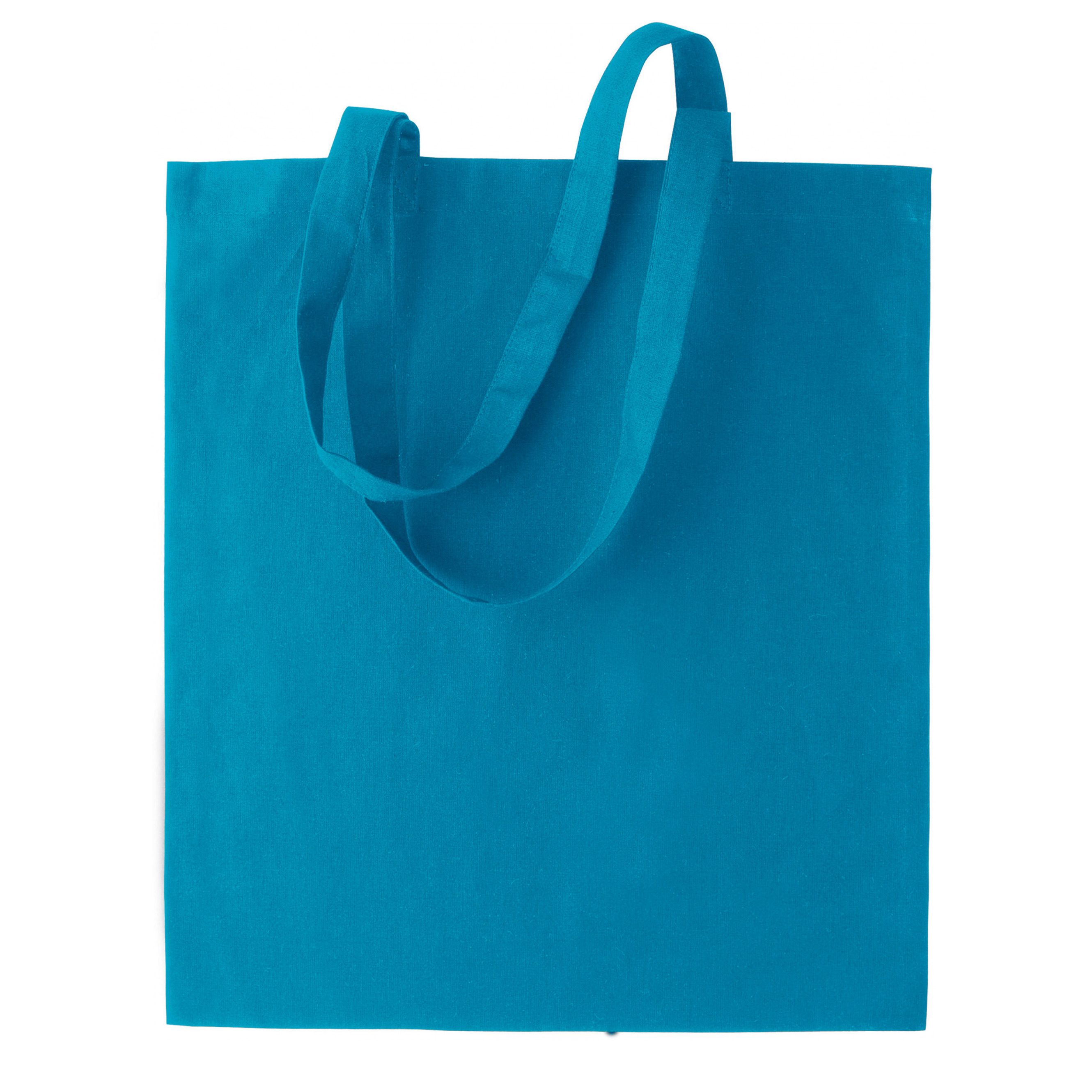 Basic katoenen schoudertasje in het turquoise blauw 38 x 42 cm