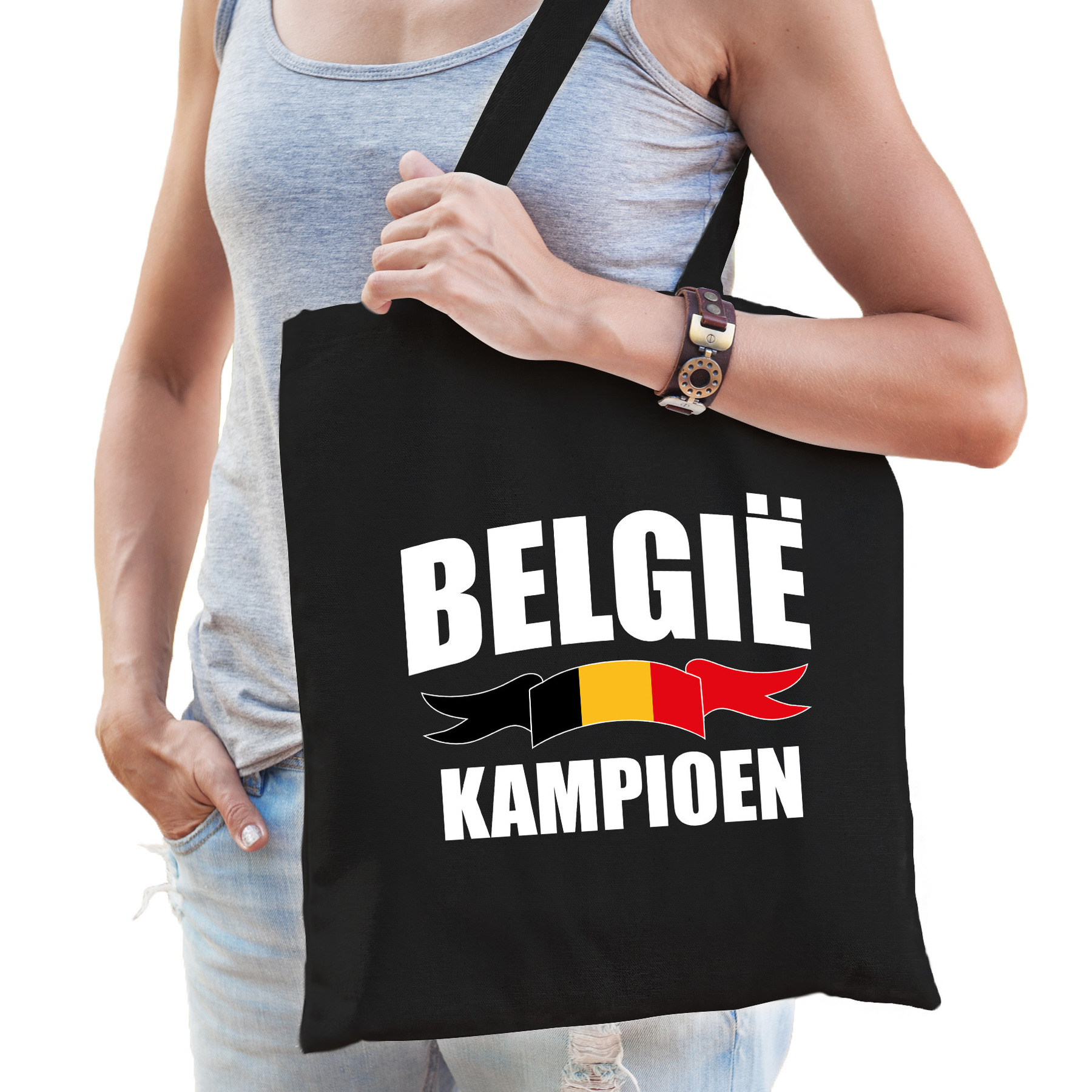 Belgie kampioen supporter tas zwart voor dames en heren EK- WK voetbal