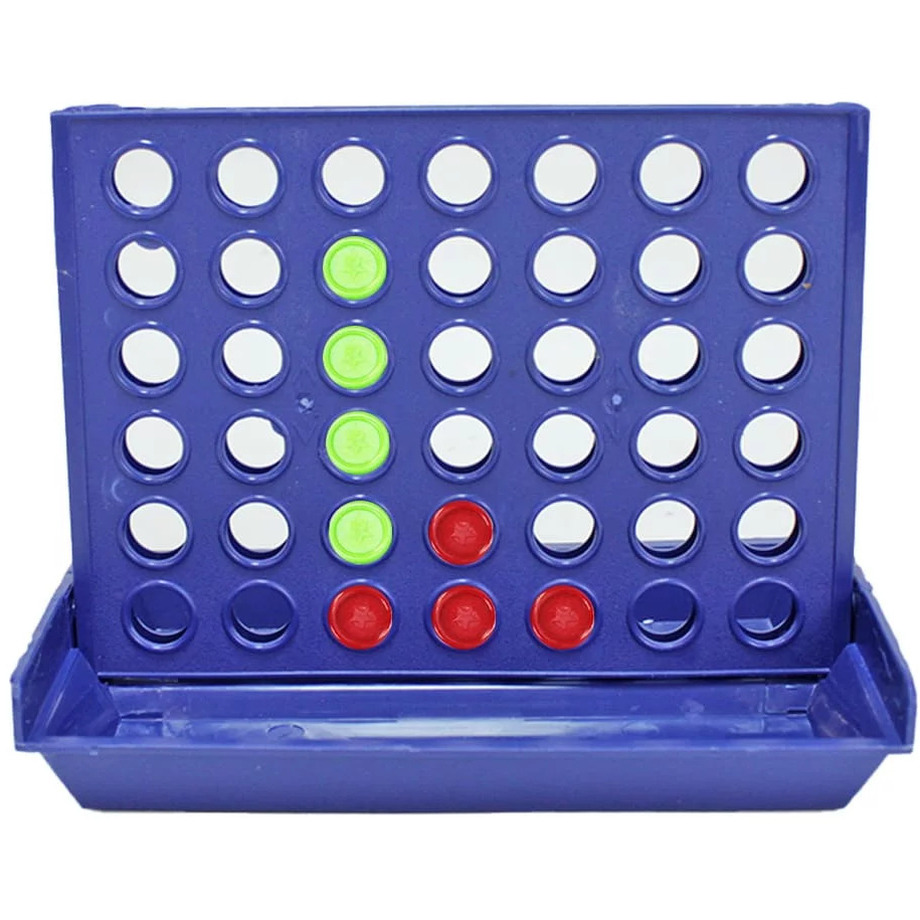 Bingo Vier op een rij blauw-rood-groen reisspel