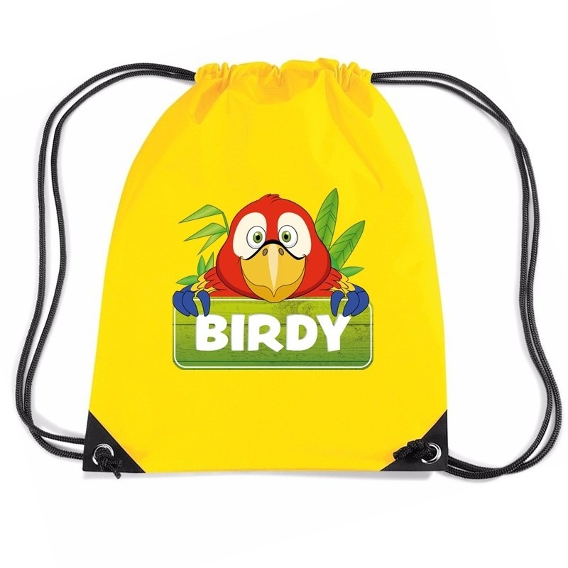 Birdy de Papegaai trekkoord rugzak-gymtas geel voor kinderen
