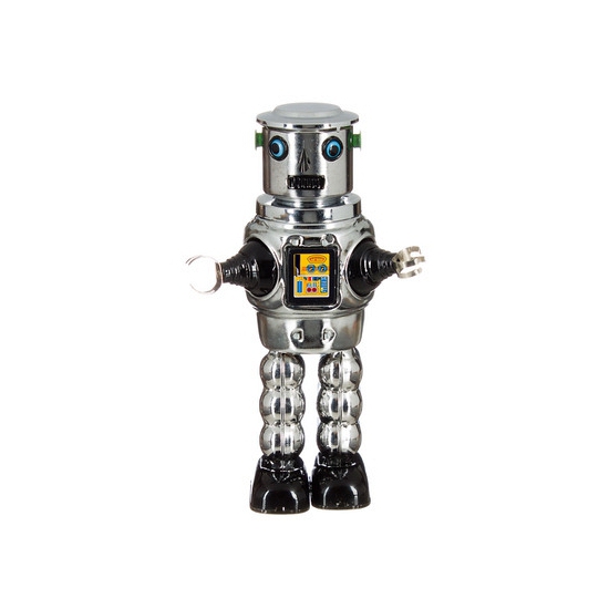Blikken speelgoed robot grijs 22 cm
