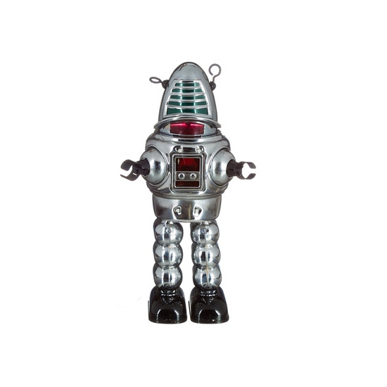 Blikken speelgoed robot grijs 23 cm
