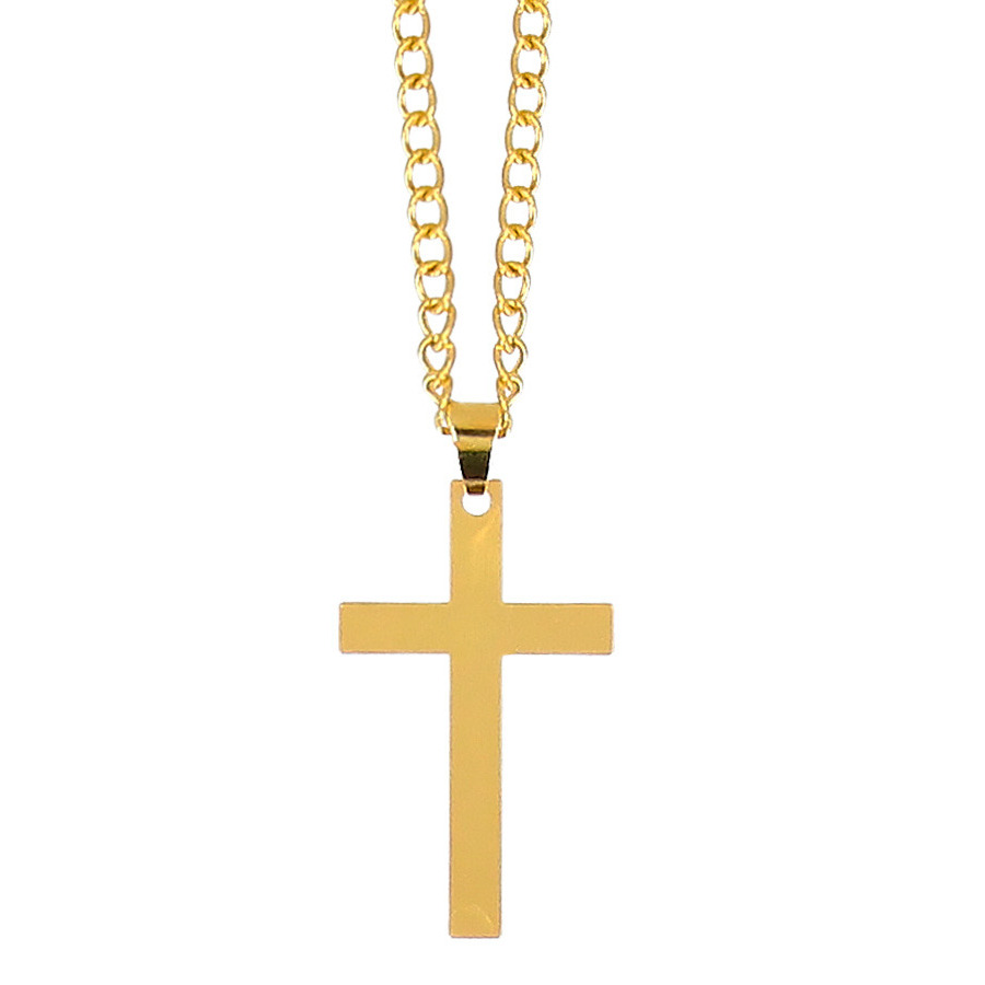 Boland Carnaval-verkleed accessoires Non-priester-sieraden ketting met kruisje goud kunststof