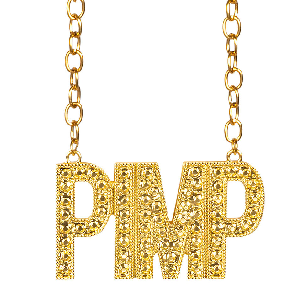 Boland Carnaval-verkleed accessoires Pooier-pimp sieraden schakel ketting goud kunststof