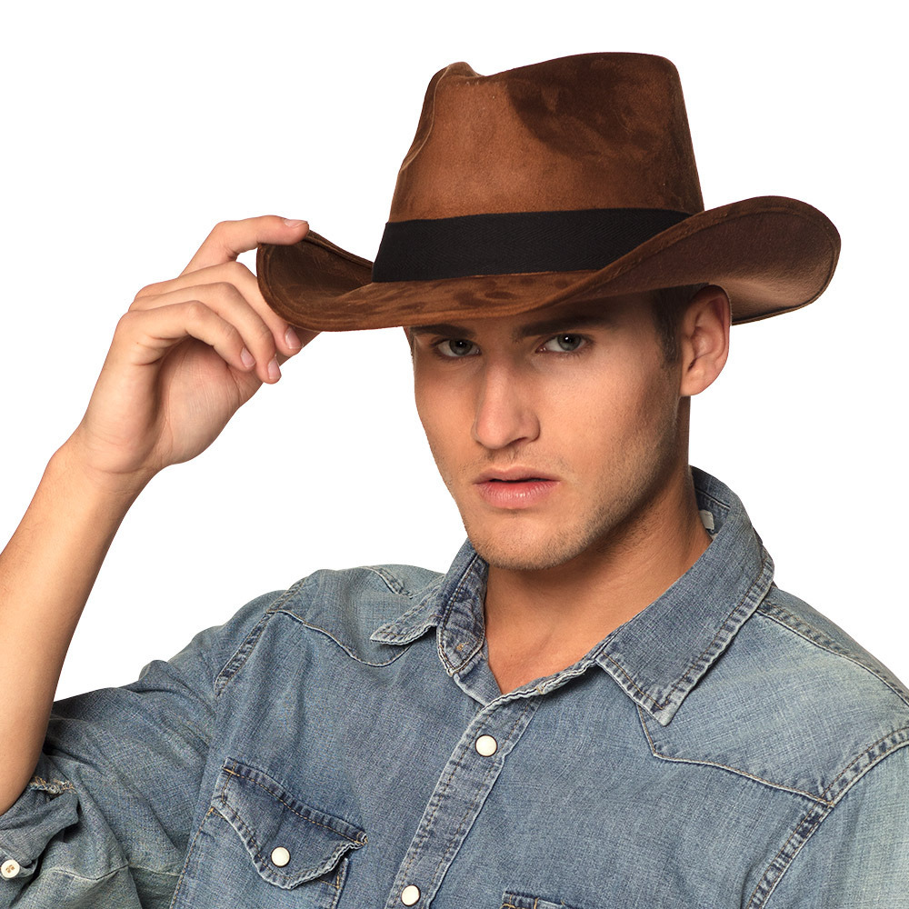 Boland Carnaval verkleed Cowboy hoed Adventure bruin voor volwassenen Western-Explorer thema