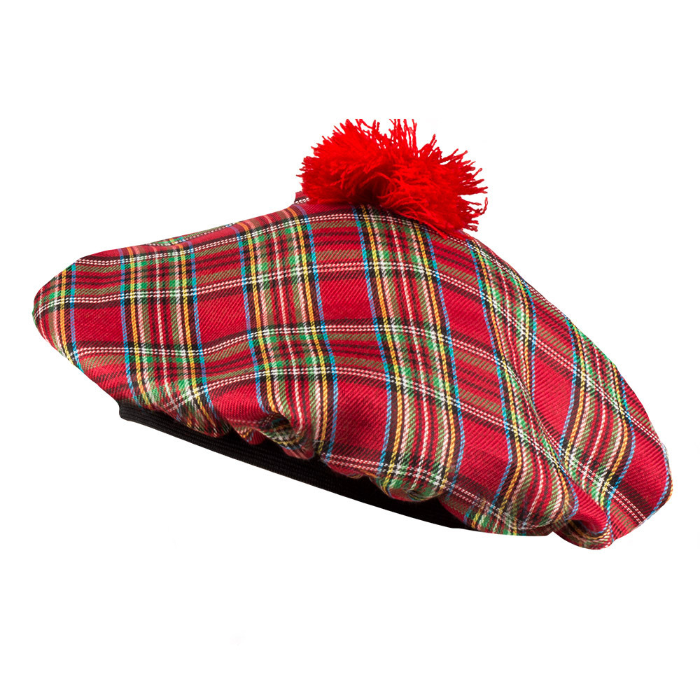 Boland Carnaval verkleed hoed-baret in Schotse ruit rood polyester heren Schotland
