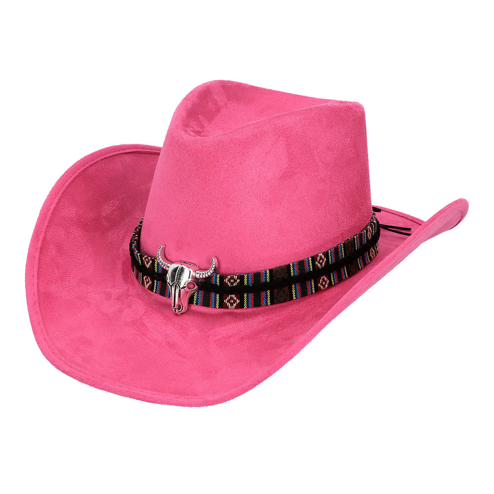 Boland party Carnaval verkleed cowboy hoed Rodeo roze volwassenen polyester