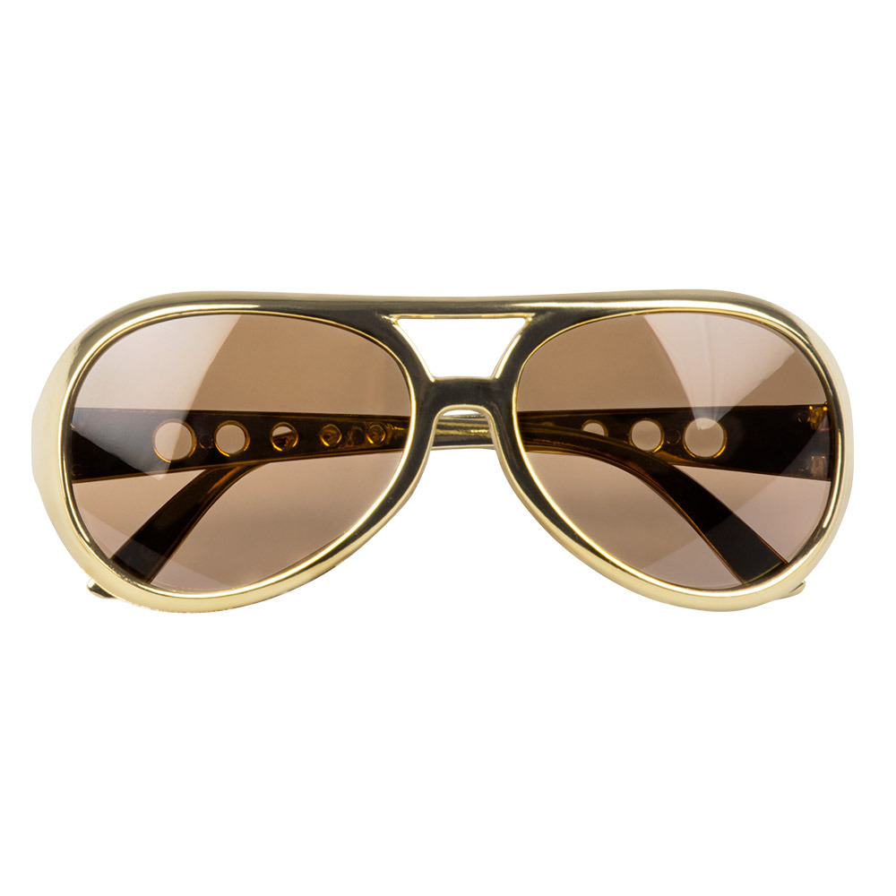 Boland Verkleed bril Elvis-rockster goud kunststof thema accessoires