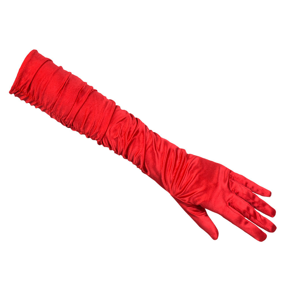Boland Verkleed handschoenen voor dames lang model polyester rood one size
