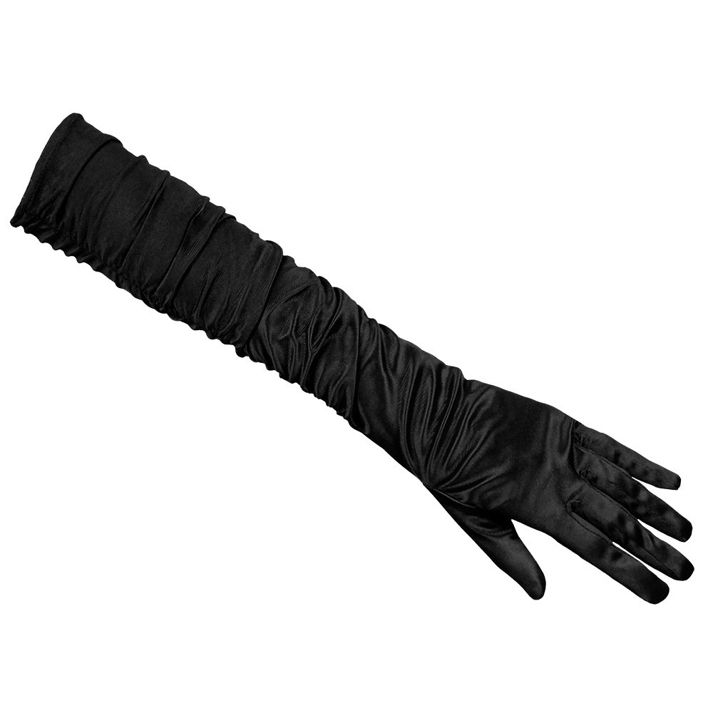 Boland Verkleed handschoenen voor dames lang model polyester zwart one size