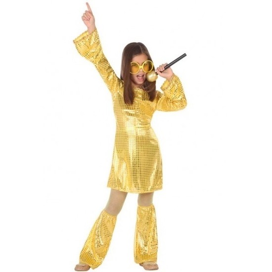 Budget disco pailletten jurk goud voor meisjes