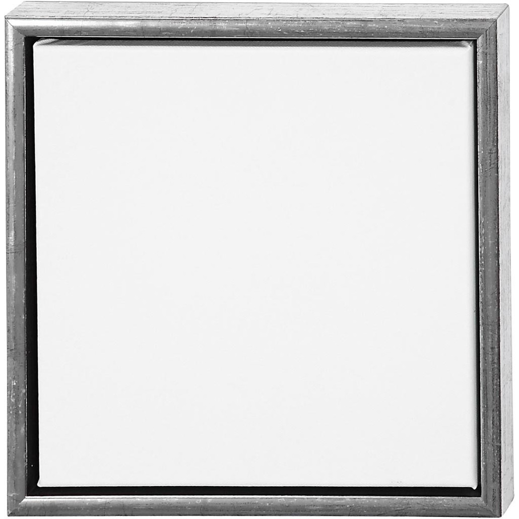 Canvas schilderdoek met zilveren lijst 34 x 34 cm