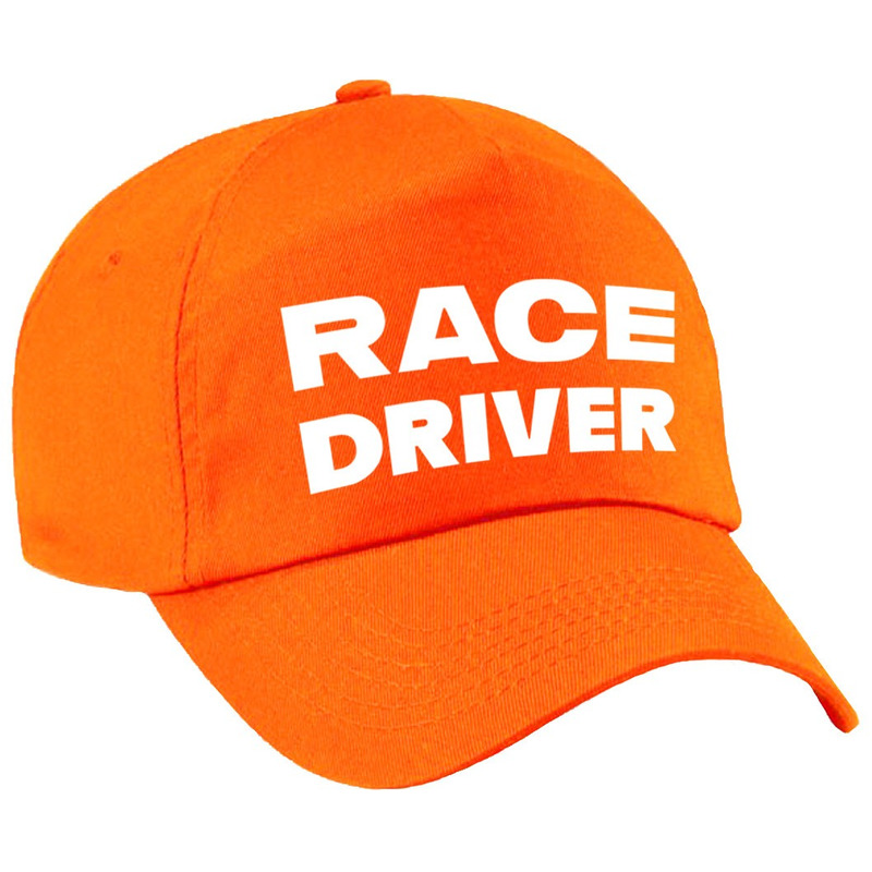 Carnaval verkleed pet-cap race driver-auto coureur oranje voor meisjes en jongens