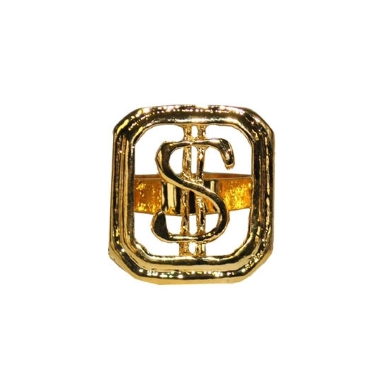 Carnaval-verkleed spullen Gouden dollar ring verstelbaar